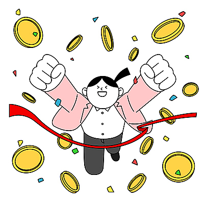 전신 여자 일러스트 성공 한명 성인 달리기 동전 주먹 기쁨 만세 비즈니스우먼 골인 결승선 성인여자한명만 국내일러스트 AI파일 1 감정 컨셉 돈 비즈니스 모션 사람 직장인 여자한명만 성인여자만 파일형식 벡터