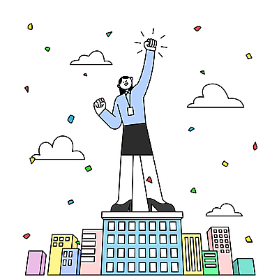 전신 여자 일러스트 성공 한명 빌딩 성인 손들기 주먹 비즈니스우먼 성인여자한명만 국내일러스트 AI파일 1 컨셉 비즈니스 모션 사람 건물 직장인 여자한명만 성인여자만 파일형식 벡터