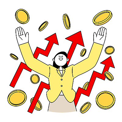 여자 화살표 일러스트 성공 그래프 한명 상반신 성인 노란색 동전 만세 비즈니스우먼 즐거움 상승 성인여자한명만 국내일러스트 AI파일 1 감정 컬러 컨셉 돈 비즈니스 모션 사람 직장인 여자한명만 성인여자만 파일형식 벡터