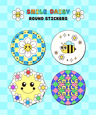 하늘색 백그라운드 스티커 꽃무늬 패턴 일러스트 프레임 미소 타이포그라피 사람없음 반짝임 물방울무늬 원형 꿀벌 복고 데이지 팬시 무지개색 키치 국내일러스트 AI파일 도형 문자 꽃 컨셉 무늬 모션 표정 파란색 컬러풀 벌_곤충 파일형식 벡터