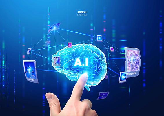 PSD 편집이미지 손 사람없음 신체부위 파란색 빛 디지털 터치 가리킴 뇌 가상공간 AI_인공지능 이미지편집 컬러 사람 손짓 파일형식