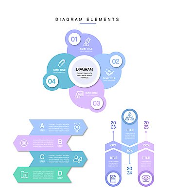 일러스트 비즈니스 그래프 사람없음 초록색 보라색 원형 엘리먼트 국내일러스트 AI파일 도형 컬러 파일형식 벡터