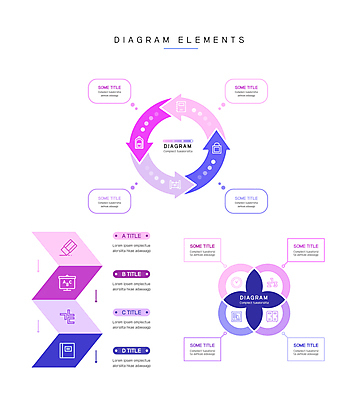 교육 화살표 분홍색 일러스트 그래프 사람없음 책 파란색 보라색 원형 지우개 엘리먼트 국내일러스트 AI파일 도형 컬러 학용품 파일형식 벡터