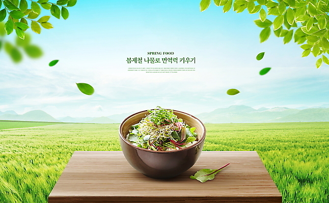 PSD 편집이미지 하늘색 잎 식탁 하늘 잔디 사람없음 초록색 봄 봄나물 제철음식 이미지편집 식물 계절 음식 컬러 탁자 파란색 나물 제철 파일형식