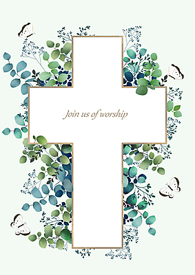 PSD 기독교 십자가 일러스트 나뭇잎 프레임 사람없음 초록색 유칼립투스 카피스페이스 국내일러스트 식물 종교 컬러 잎 공백 파일형식