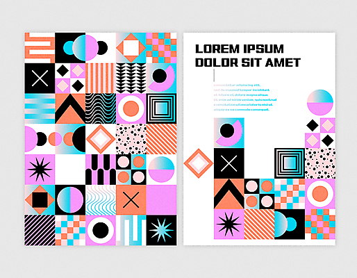 포스터 분홍색 백그라운드 패턴 일러스트 사람없음 세트 사각형 원형 삼각형 모던 기하학 국내일러스트 AI파일 도형 컬러 무늬 파일형식 벡터