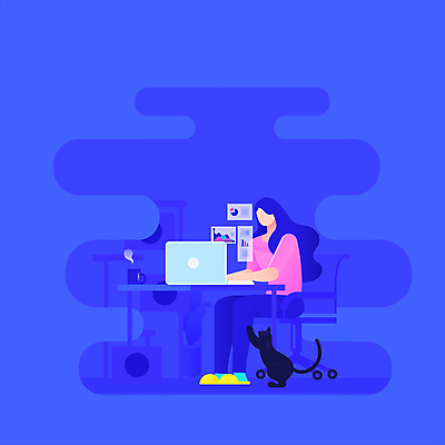 전신 한마리 여자 의자 비즈니스 그래프 한명 앉기 성인 파란색 노트북 컴퓨터 고양이 사무 비즈니스우먼 책상 재택근무 프리랜서 성인여자한명만 디지털노마드 모션그래픽 MP4 MOV 직업 1 컬러 가구 포유류 모션 정보기술 사람 전자제품 반려동물 업무 직장인 동영상 여자한명만 성인여자만 파일형식