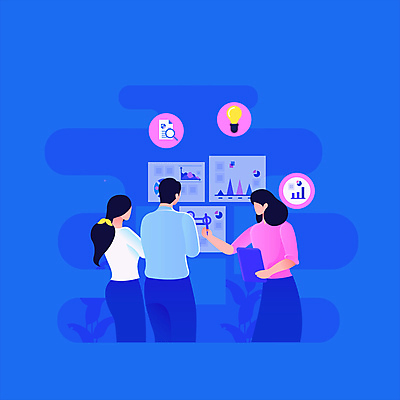 여자 남자 회사 비즈니스 전구 회의 그래프 들기 상반신 성인 세명 파란색 사무 비즈니스맨 비즈니스우먼 발표 프레젠테이션 동료 문서 얼굴없음 성인만 모션그래픽 MP4 MOV 컬러 관계 모션 사람 업무 직장인 동영상 파일형식