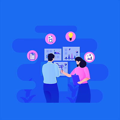 여자 남자 회사 비즈니스 전구 회의 그래프 들기 상반신 성인 두명 파란색 사무 비즈니스맨 비즈니스우먼 발표 프레젠테이션 동료 문서 얼굴없음 성인만 모션그래픽 MP4 MOV 컬러 관계 모션 사람 업무 직장인 동영상 파일형식