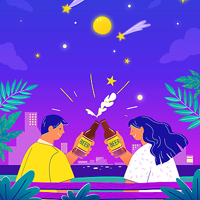 커플 여자 남자 별 여행 잎 벤치 밤하늘 맥주 병맥주 들기 상반신 성인 두명 여름 여름휴가 보라색 보름달 도시 유성 건배 맥주병 성인만 트로피컬아트 여름축제 모션그래픽 MP4 MOV 자연요소 식물 계절 컬러 의자 관계 모션 하늘 술병 휴가 주류 사람 축제 달 야간 그림 동영상 파일형식 여름_계절