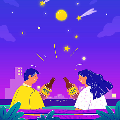 커플 여자 남자 여행 벤치 밤하늘 맥주 병맥주 들기 상반신 성인 두명 여름 여름휴가 보라색 보름달 도시 유성 건배 맥주병 성인만 트로피컬아트 여름축제 모션그래픽 MP4 MOV 계절 컬러 의자 관계 모션 하늘 술병 휴가 주류 사람 축제 달 야간 그림 동영상 파일형식 여름_계절