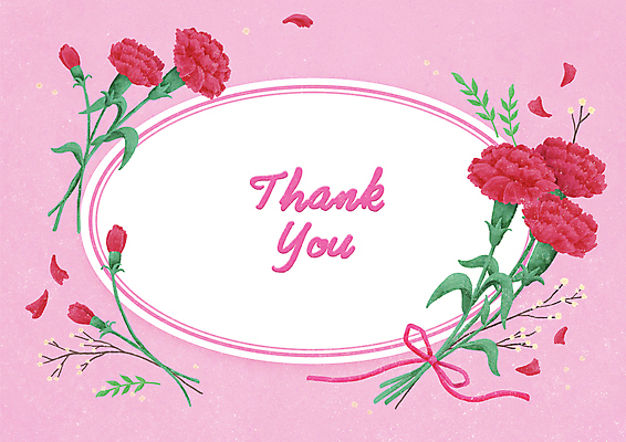 PSD 꽃잎 리본 분홍색 잎 일러스트 프레임 사람없음 축하 원형 카네이션 감사 국내일러스트 도형 식물 꽃 감정 컬러 컨셉 파일형식