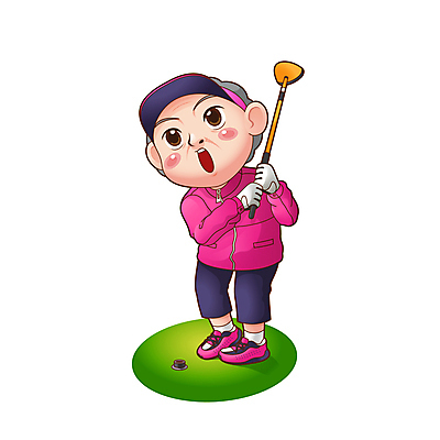 전신 응시 여자 노년 분홍색 일러스트 한명 서기 들기 골프채 올려보기 스윙 노인여자한명만 파크골프 월간캐릭터 일러캐릭터 AI파일 캐릭터 1 시선 컬러 포즈 골프 모션 골프용품 사람 성인 여자한명만 노인여자만 파일형식 벡터