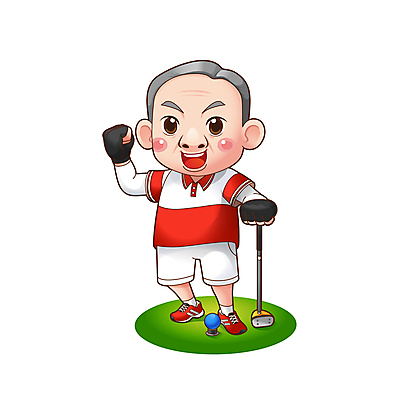 전신 노년 남자 일러스트 골프공 한명 서기 파이팅 주먹 골프채 잡기 노인남자한명만 파크골프 월간캐릭터 일러캐릭터 AI파일 캐릭터 1 골프 공 모션 골프용품 사람 성인 남자한명만 노인남자만 파일형식 벡터