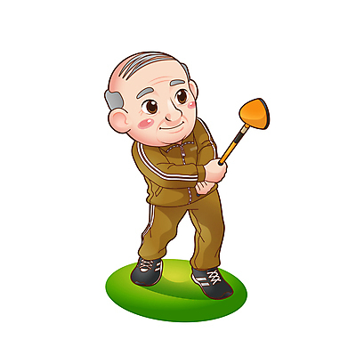 전신 노년 남자 일러스트 한명 들기 노란색 골프채 스윙 노인남자한명만 파크골프 월간캐릭터 일러캐릭터 AI파일 캐릭터 1 컬러 포즈 골프 모션 골프용품 사람 성인 남자한명만 노인남자만 파일형식 벡터