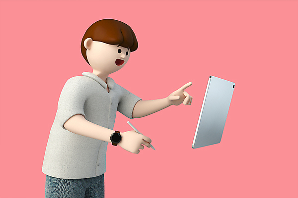 PSD 편집이미지 캐릭터 남자 한명 미소 상반신 성인 태블릿 3D 가리킴 직장인 디지털합성 스마트워치 성인남자한명만 태블릿펜 월간캐릭터 편집3D 직업 1 표정 사람 손짓 전자제품 스마트기기 펜 웨어러블 남자한명만 성인남자만 파일형식