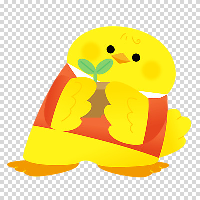 편집이미지 캐릭터 한마리 화분 병아리 들기 누끼 사람없음 노란색 새싹 귀여움 봄 PNG 식물 1 계절 컬러 컨셉 모션 조류 파일형식