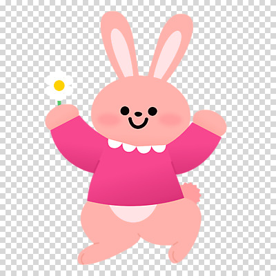 편집이미지 캐릭터 꽃 분홍색 들기 누끼 사람없음 만세 토끼 PNG 식물 컬러 포유류 모션 반려동물 파일형식