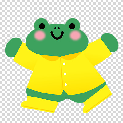 편집이미지 캐릭터 개구리 누끼 사람없음 노란색 손들기 걷기 귀여움 봄 우비 PNG 옷 계절 컬러 컨셉 모션 양서류 파일형식