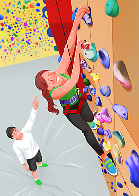 전신 PSD 여자 남자 밧줄 스포츠 일러스트 성인 두명 운동 가리킴 잡기 역동적 오르기 암벽등반 암벽등반가 인공암벽등반 클라이밍 성인만 국내일러스트 줄 컨셉 모션 건강 사람 손짓 등산 등반 파일형식