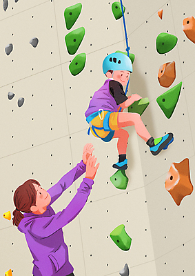 전신 PSD 여자 남자 어린이 밧줄 스포츠 일러스트 엄마 소년 상반신 성인 두명 운동 잡기 도움 안전모 역동적 오르기 암벽등반 손뻗기 암벽등반가 인공암벽등반 클라이밍 국내일러스트 줄 컨셉 가족 모션 건강 사람 등산 등반 헬멧 안전장비 파일형식