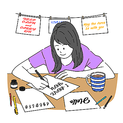 손글씨 여자 일러스트 캘리그라피 잉크 한명 상반신 성인 취미 펜 머그컵 기록 그리기 성인여자한명만 국내일러스트 AI파일 1 모션 사람 컵 필기구 여자한명만 성인여자만 파일형식 벡터