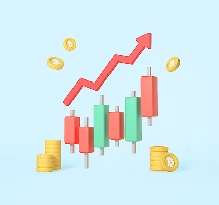 PSD 편집이미지 화살표 그래프 사람없음 빨간색 경제 3D 동전 주식 투자 상승 동전탑 주식표 가상화폐 편집3D 컬러 컨셉 돈 비즈니스 금융 쌓기 디지털합성 파일형식