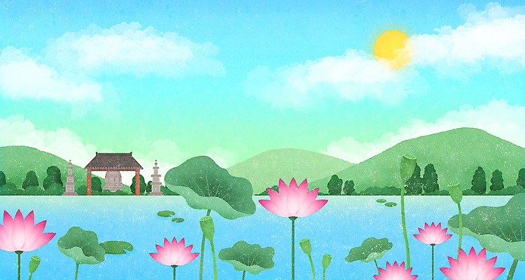 PSD 불교 일러스트 하늘 산 연꽃 풍경 사람없음 강 탑 종 사찰 연잎 연등 종각 국내일러스트 건축물 꽃 종교 잎 종교건축 등불 불교용품 파일형식