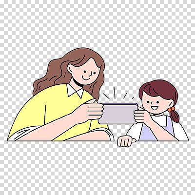 편집이미지 응시 여자 어린이 함께함 들기 누끼 소녀 상반신 성인 두명 스마트폰 부모 PNG 여자만 알파세대 시청하다 시선 컨셉 가족 모션 사람 핸드폰 스마트기기 세대 파일형식