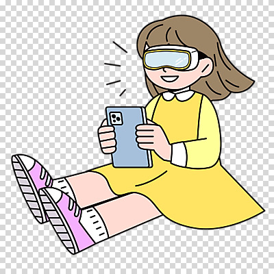 전신 편집이미지 여자 교육 어린이 한명 미소 들기 누끼 앉기 소녀 스마트폰 PNG 가상현실 소녀한명만 VR기기 알파세대 1 모션 표정 사람 핸드폰 스마트기기 기계 세대 여자한명만 소녀만 파일형식