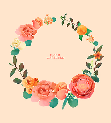 PSD 꽃 줄기 잎 일러스트 프레임 국화 사람없음 장미 로맨틱 튤립 빈티지 원형 카네이션 카피스페이스 코랄 국내일러스트 도형 식물 컬러 컨셉 공백 파일형식