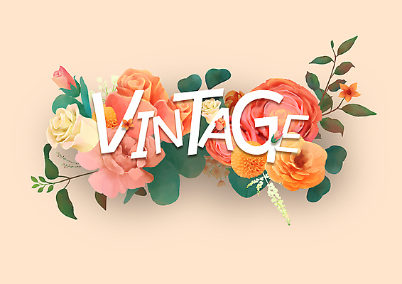 PSD 영어 꽃 줄기 잎 일러스트 국화 타이포그라피 사람없음 장미 로맨틱 튤립 빈티지 카네이션 코랄 국내일러스트 식물 문자 컬러 컨셉 파일형식