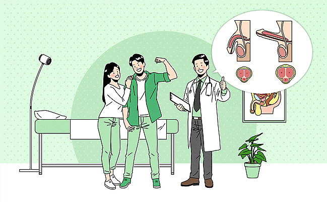 전신 여자 남자 화분 말풍선 일러스트 들기 성인 세명 초록색 힘 진료 환자 의사 장기 상담 따봉 발기부전 병원침대 비뇨기과 서류판 진료대 성인만 어깨에손 국내일러스트 AI파일 컬러 신체 의학 모션 병원 사람 사무용품 의료진 침대 최고 질병 파일형식 벡터