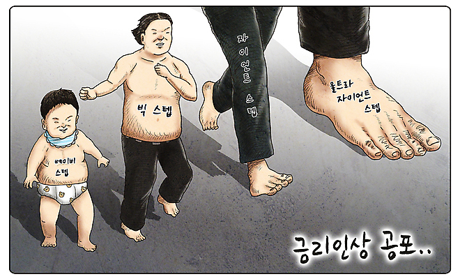 전신 PSD 남자 일러스트 발 여러명 성인 두명 신체부위 금융 경제 달리기 걷기 다리 아기 위험 상승 공포 거인 금리 경제불황 남자만 고금리 국내일러스트 다수 컨셉 모션 사람 불황 파일형식