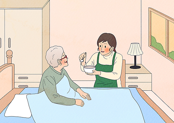 PSD 여자 노년 의자 일러스트 창문 들기 앉기 성인 두명 마주보기 침대 스탠드 봉사 먹여주기 간호 서랍장 노인복지 죽 돌봄 여자만 돌봄서비스 돌보미 국내일러스트 직업 음식 가구 모션 조명 사람 도움 먹기 복지 서비스 파일형식