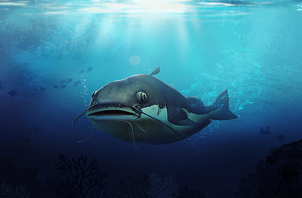 PSD 한마리 바다 일러스트 사람없음 파란색 바닷속 수중 수중동물 아쿠아리움 메기 국내일러스트 동물 1 컬러 어류 수족관 파일형식