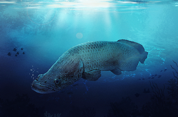 PSD 한마리 바다 일러스트 사람없음 파란색 바닷속 수중 수중동물 아쿠아리움 피라루쿠 국내일러스트 동물 1 컬러 어류 수족관 파일형식