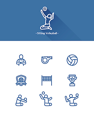 아이콘 운동선수 서브 사람모양 앉기 사람없음 파란색 픽토그램 팔짱 네트 수비 심판 무릎꿇기 공격 배구 장애인 남색 호루라기 트로피 라인아이콘 배구공 패럴림픽 2D아이콘 AI파일 모양 스포츠용품 스포츠 컬러 올림픽 공 모션 구기 상_우승 장애 파일형식 벡터