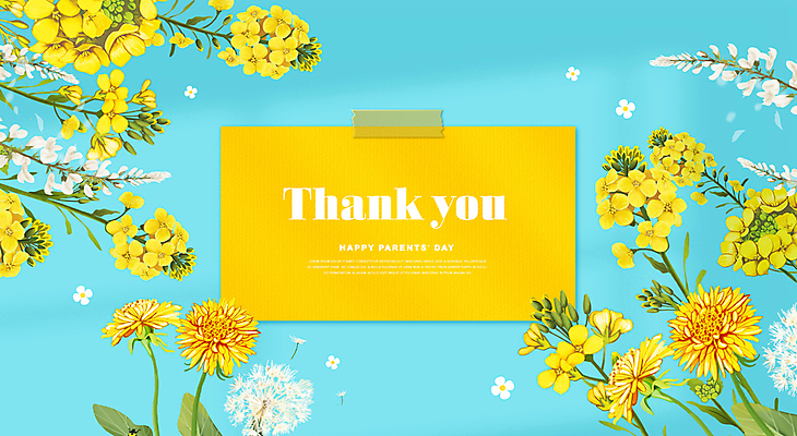 PSD 편집이미지 하늘색 백그라운드 프레임 사람없음 노란색 민들레 어버이날 유채 감사 테이프 가정의달 민들레홀씨 이미지편집 카드프레임 기념일 꽃 감정 컬러 문구용품 파란색 5월 파일형식