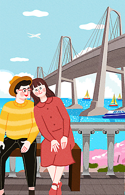 전신 PSD 구름 커플 여자 남자 바다 여행 벤치 일러스트 비행기 앉기 성인 두명 여행객 기댐 보트 벚나무 가교 성인만 머리맞대기 국내일러스트 자연요소 나무 건축물 배_교통 의자 관계 항공교통 모션 대중교통 사람 벚꽃 파일형식