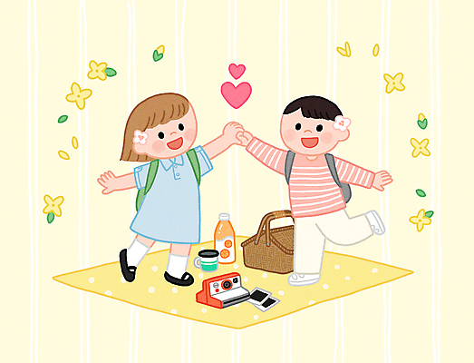 전신 PSD 커플 여자 남자 행복 여행 일러스트 서기 성인 두명 컵 소풍 노란색 손잡기 봄 벚꽃 하트 개나리 돗자리 폴라로이드 소풍바구니 음료수병 성인만 국내일러스트 모양 식기 계절 꽃 감정 컬러 관계 모션 사람 야외활동 바구니 카메라 병_담는 파일형식