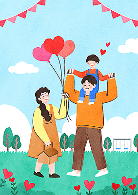 전신 PSD 나무 공원 여자 남자 꽃 어린이 하늘색 일러스트 가족 사랑 서기 들기 소년 성인 세명 소풍 손잡기 하트 풀 목말 어린이날 그네 가정의달 풍선 가랜드 소풍바구니 국내일러스트 모양 식물 공공시설 기념일 감정 관계 모션 사람 파란색 야외활동 바구니 5월 파티용품 파일형식