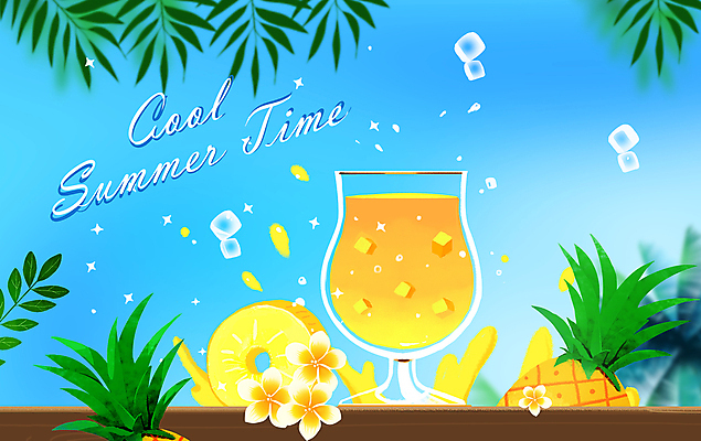 PSD 꽃 하늘색 일러스트 하늘 나뭇잎 해변 사람없음 여름 반짝임 얼음 칵테일 시원함 파인애플 칵테일잔 야자수잎 국내일러스트 자연요소 식물 계절 바다 잎 술잔 과일 모션 주류 파란색 열대과일 파일형식