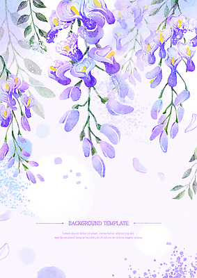 PSD 백그라운드 일러스트 수채화 사람없음 보라색 등나무 등나무꽃 국내일러스트 나무 꽃 컬러 파일형식