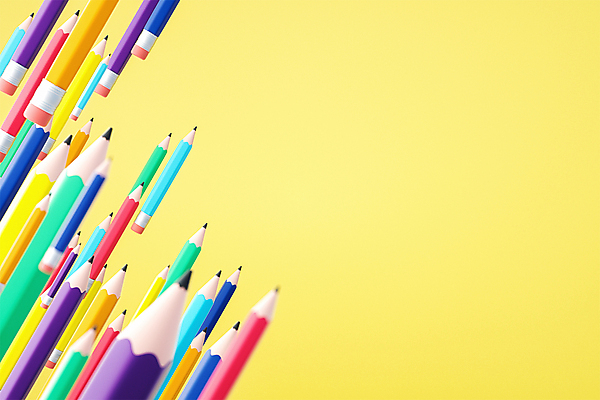 PSD 편집 편집이미지 학교 프레임 사람없음 연필 노란색 3D 모형 디지털합성 무지개색 카피스페이스 편집소스 편집3D 교육 컬러 학용품 컬러풀 필기구 공백 파일형식