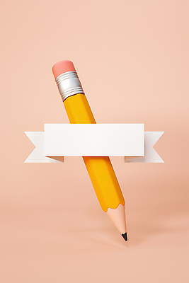 PSD 편집 편집이미지 리본 프레임 사람없음 연필 3D 모형 디지털합성 카피스페이스 편집소스 코랄 편집3D 컬러 학용품 필기구 공백 파일형식