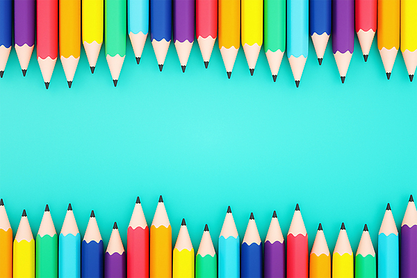 PSD 편집 편집이미지 프레임 사람없음 연필 3D 모형 디지털합성 무지개색 민트색 카피스페이스 편집소스 편집3D 컬러 학용품 컬러풀 필기구 공백 파일형식