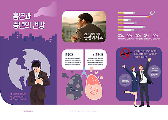 전신 템플릿 여자 남자 리플렛 중년 3단접지 흡연 건강 여러명 상반신 성인 30대 손들기 보라색 고통 한국인 잡기 도시 비즈니스맨 비즈니스우먼 비교 찡그림 허파 연기 금연 담배연기 이미지템플릿 AI파일 감정 캠페인 컬러 다수 컨셉 비즈니스 모션 담배 표정 사람 동양인 장년 직장인 호흡기관 사회이슈 파일형식 벡터