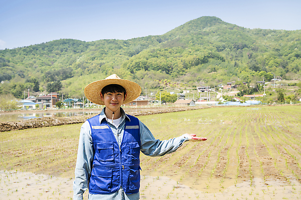 포토 JPG 주간 남자 농업 안내 한명 미소 상반신 20대 성인 야외 앞모습 손들기 한국인 농촌 농부 모내기 성인남자한명만 청년농부 국내포토 여주시 자연요소 직업 1 산업 뷰포인트 모션 표정 사람 동양인 청년 시골 경기도 남자한명만 성인남자만 파일형식