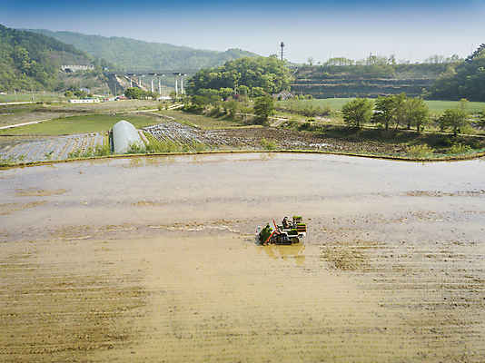 포토 JPG 주간 농업 논 한명 사람 풍경 야외 농촌 모내기 이앙기 전경 국내포토 여주시 자연요소 1 산업 시골 농기계 경기도 파일형식 탑뷰